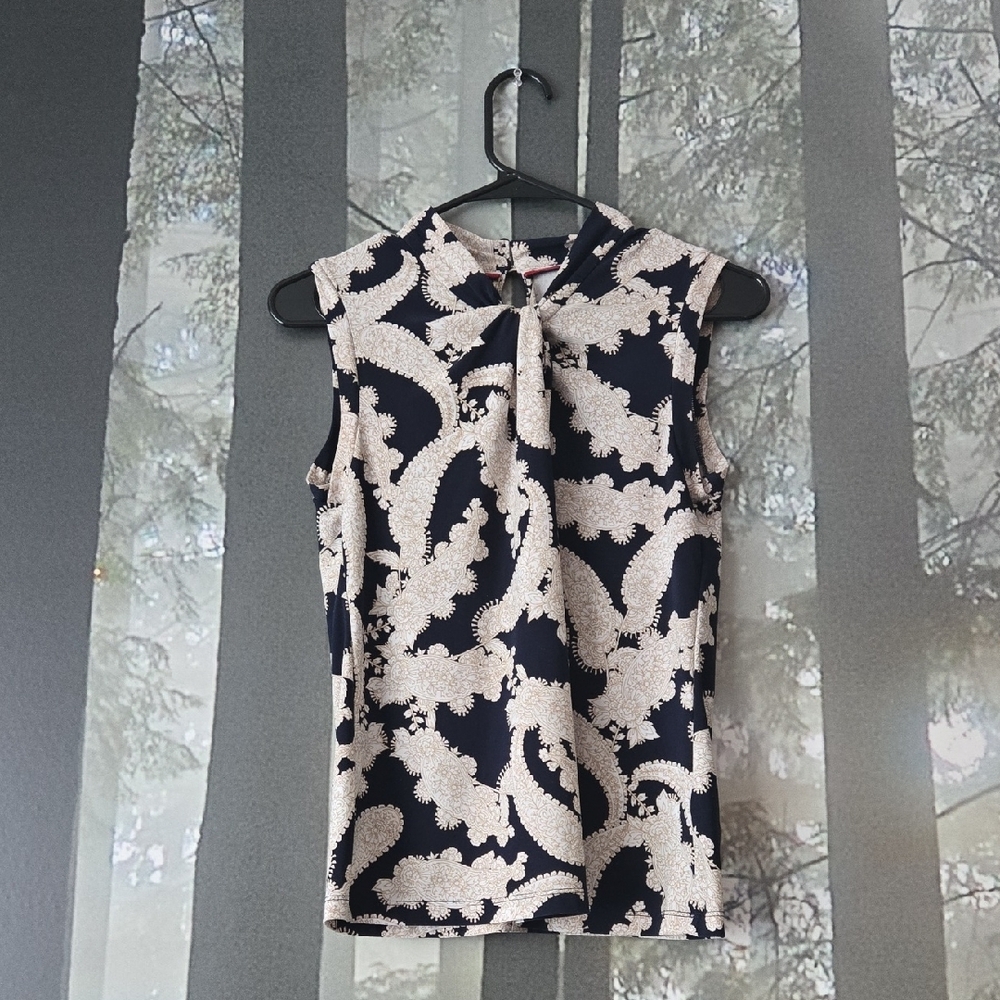 Source Unknown Navy and White Blouse